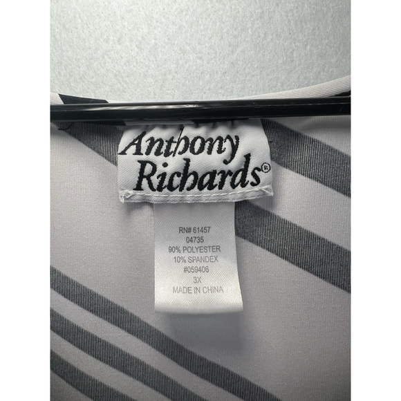 Anthony Richards Womens Black White Striped Tunic Top Blouse Size 3X Vintage - Picture 4 of 11